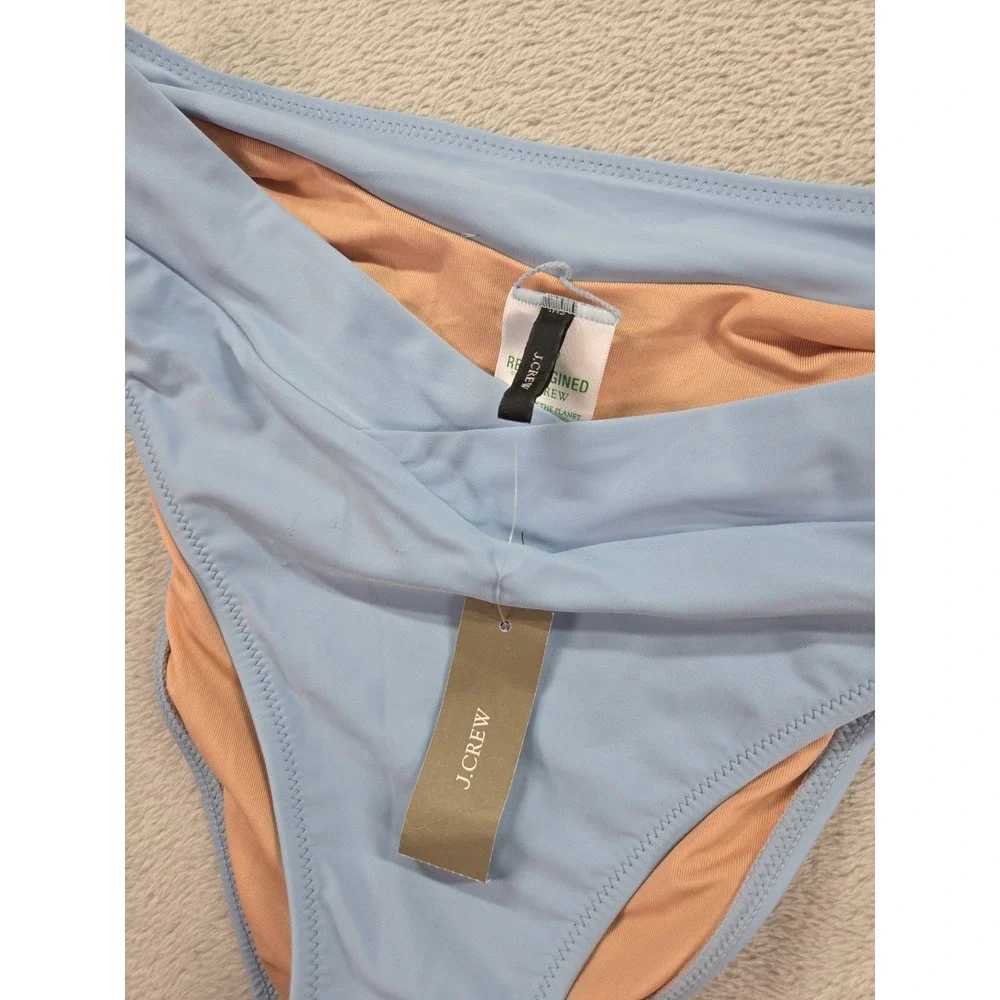 J Crew Swim Bottom Medium Blue Cross Front Bikini High Rise Cut Cheeky Suit